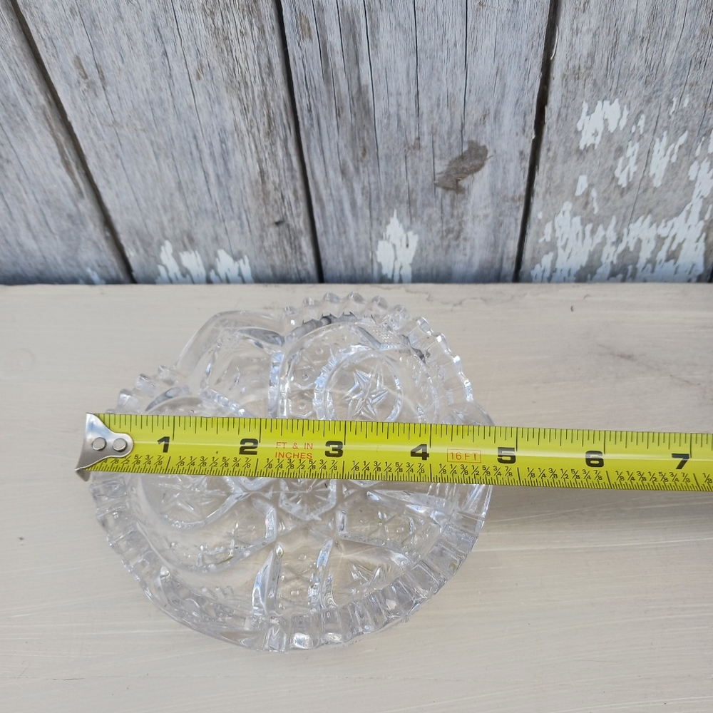 Lead Crystal Bowl Candy Dish 5" Cut Glass Saw‎ Tooth Vintage Round SmallI - Picture 5 of 5